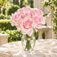10 Stems 12" Real Touch Artificial Silk Rose Bouquet, Blush Flower Bundle with Bendable Wire Stems f