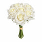 10 Stems 12" Real Touch Artificial Silk Rose Bouquet, White Flower Bundle with Bendable Wire Stems f