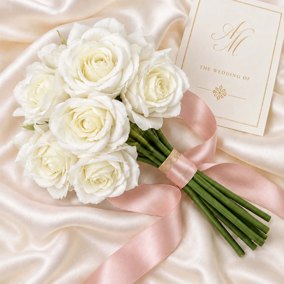 10 Stems 12" Real Touch Artificial Silk Rose Bouquet, White Flower Bundle with Bendable Wire Stems f