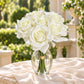 10 Stems 12" Real Touch Artificial Silk Rose Bouquet, White Flower Bundle with Bendable Wire Stems f