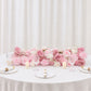 Pre-Arranged Silk Flower Table Runner 40"x16" – Mix Blush Roses, Hydrangeas & Baby's Breath for Wedd