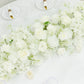 Pre-Arranged Silk Flower Table Runner 40"x16" – White Roses, Hydrangeas & Baby's Breath for Wedding Table & Arch Decor