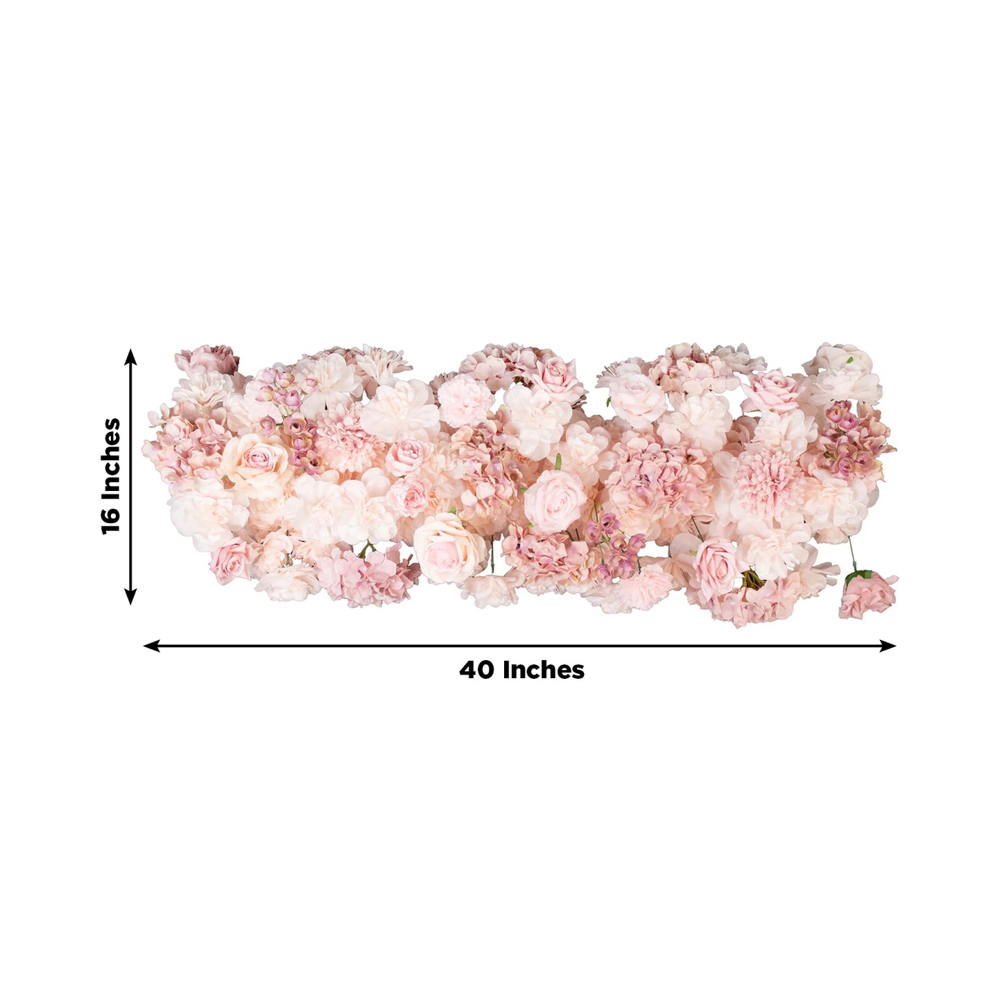 Pre-Arranged Silk Flower Table Runner 40"x16" Mixed Dusty Rose – Roses, Hydrangeas, Chrysanthemums & Peonies for Wedding Table & Arch Decor