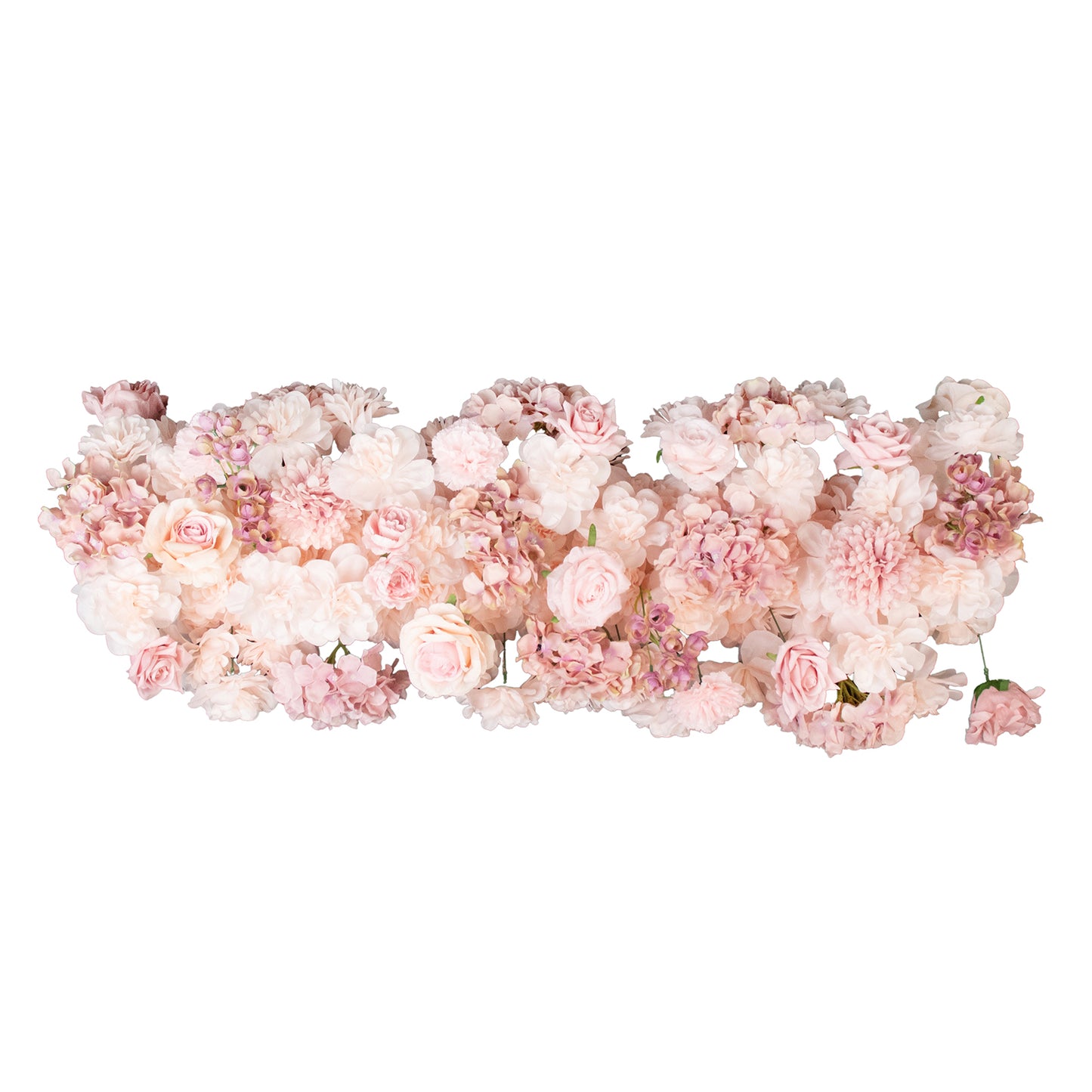 Pre-Arranged Silk Flower Table Runner 40"x16" Mixed Dusty Rose – Roses, Hydrangeas, Chrysanthemums & Peonies for Wedding Table & Arch Decor