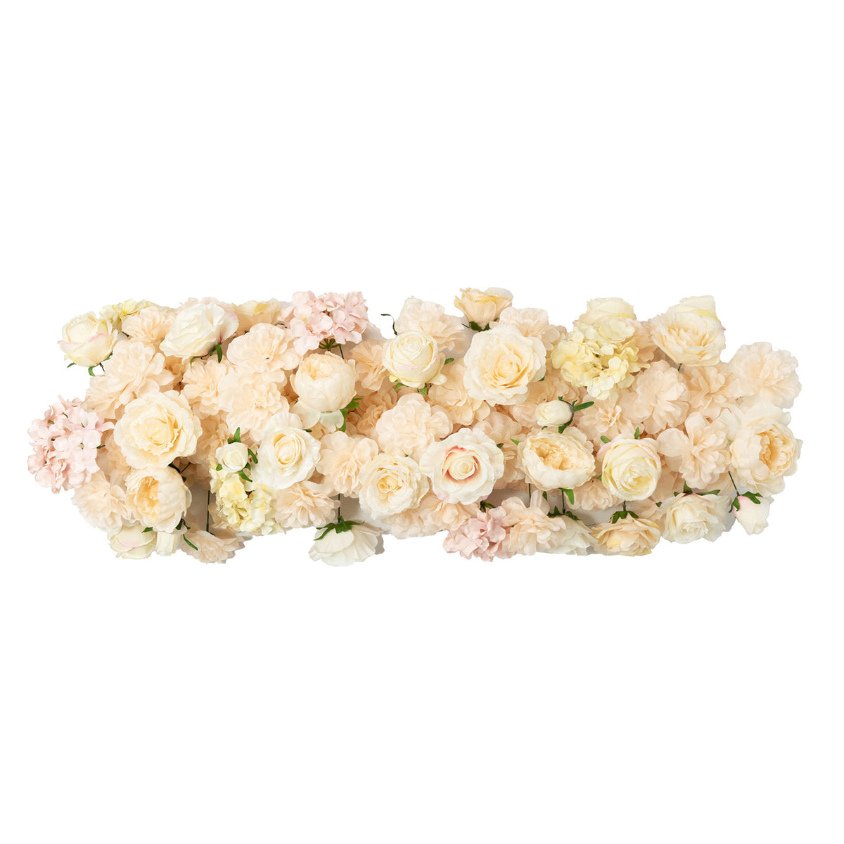 Pre-Arranged Silk Flower Table Runner 40"x16" Mixed Beige – Roses, Hydrangeas, Chrysanthemums & Peon
