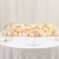 Pre-Arranged Silk Flower Table Runner 40"x16" Mixed Beige – Roses, Hydrangeas, Chrysanthemums & Peon