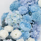 Pre-Arranged Silk Flower Table Runner 40"x16" Mixed Blue – Roses, Hydrangeas, Chrysanthemums & Peoni