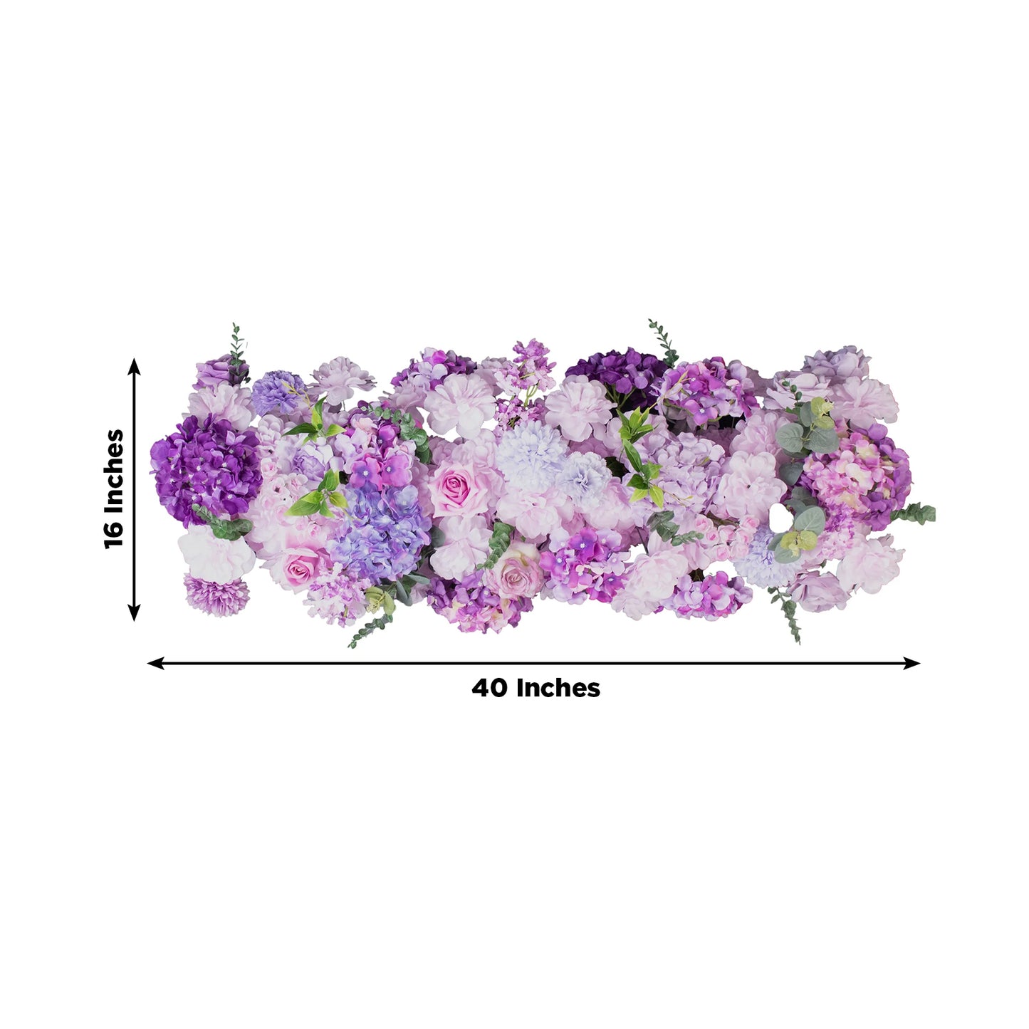 Pre-Arranged Silk Flower Table Runner 40"x16" Mixed Lavender Lilac – Roses, Hydrangeas, Chrysanthemums & Peonies for Wedding Table & Arch Decor