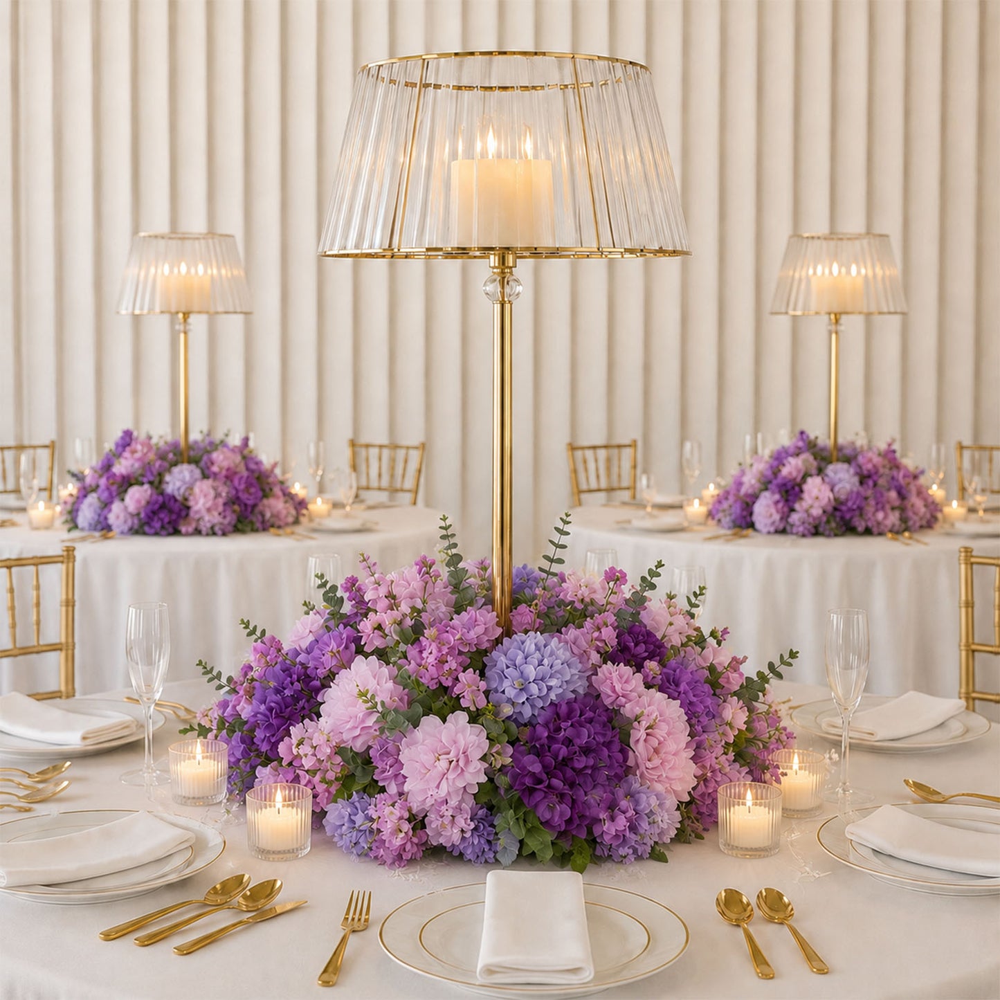Pre-Arranged Silk Flower Table Runner 40"x16" Mixed Lavender Lilac – Roses, Hydrangeas, Chrysanthemu