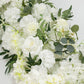 Pre-Arranged Silk Flower Table Runner 40"x16" Mixed White – Roses, Hydrangeas & Peonies with Eucalyp