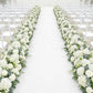 Pre-Arranged Silk Flower Table Runner 40"x16" Mixed White – Roses, Hydrangeas & Peonies with Eucalyp