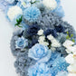 80"x18" Pre-Arranged Silk Flower Runner – Mixed Blue and White Roses, Hydrangeas, Mums & Orchids for