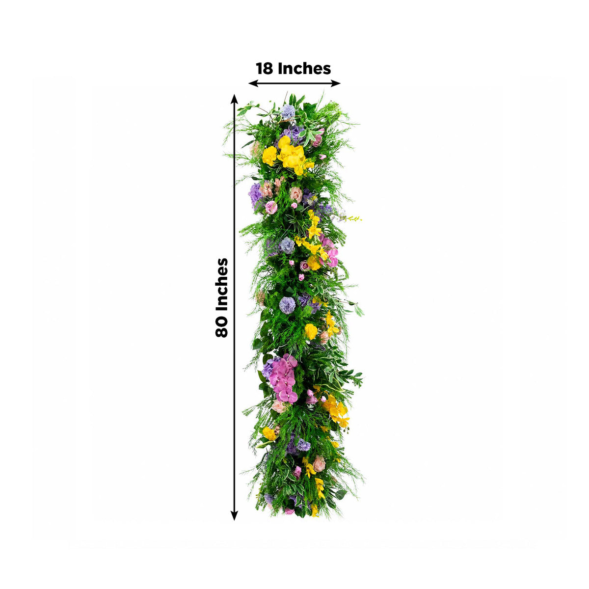 80"x18" Pre-Arranged Silk Flower Runner – Artificial Roses, Hydrangeas & Orchids with Lush Greenery 