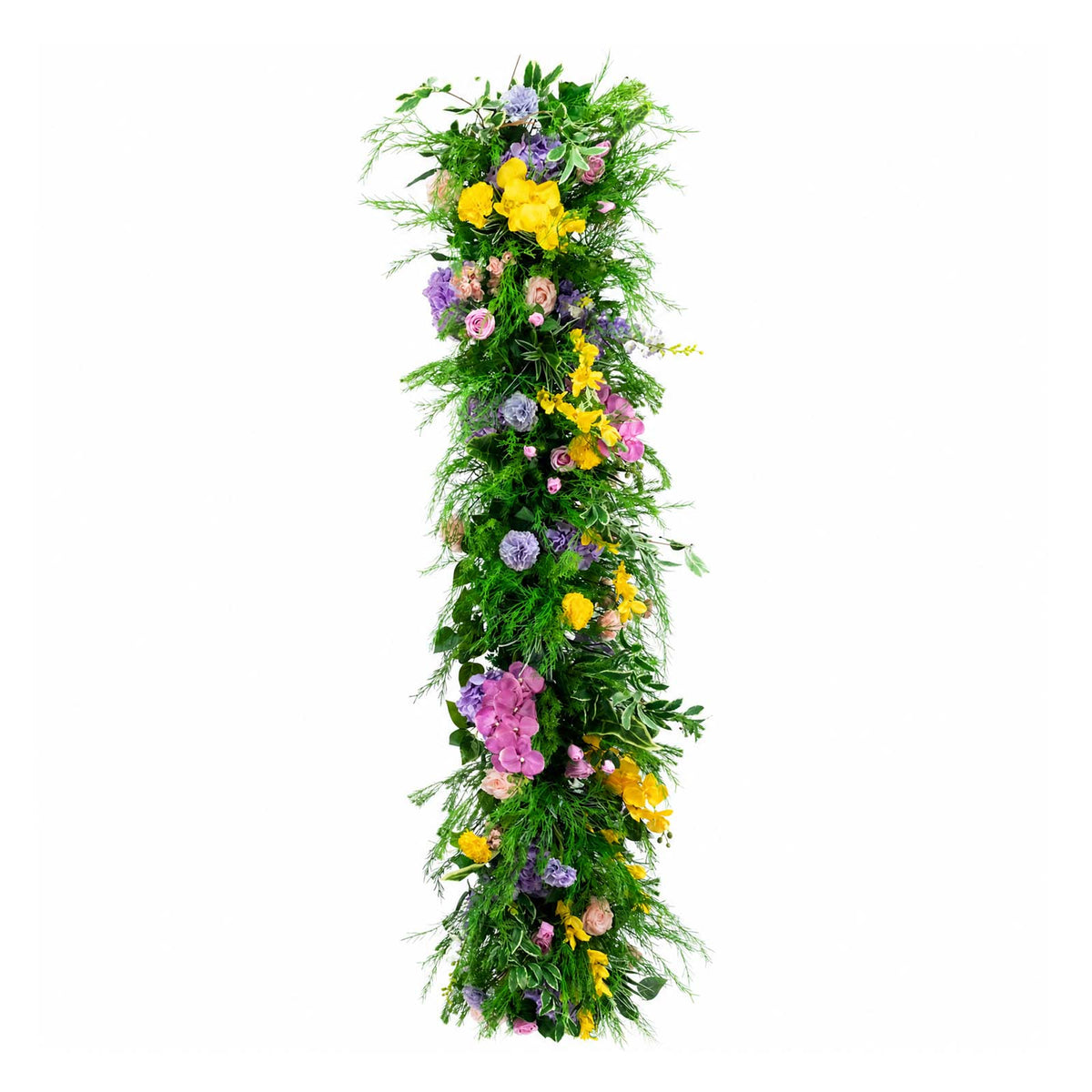 80"x18" Pre-Arranged Silk Flower Runner – Artificial Roses, Hydrangeas & Orchids with Lush Greenery 