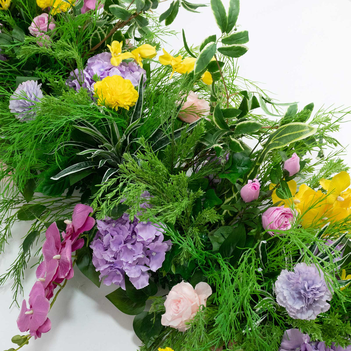80"x18" Pre-Arranged Silk Flower Runner – Artificial Roses, Hydrangeas & Orchids with Lush Greenery 