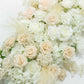 80"x18" Pre-Arranged Silk Flower Runner – White & Blush Roses, Hydrangeas, Baby's Breath & Pampas Gr