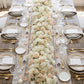 80"x18" Pre-Arranged Silk Flower Runner – White & Blush Roses, Hydrangeas, Baby's Breath & Pampas Gr