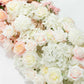 80"x18" Pre-Arranged Silk Flower Runner – White, Pink & Red Gradient Roses, Hydrangeas, Peonies & Ch