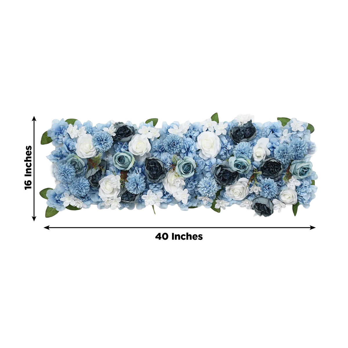 Pre-Arranged Silk Flower Table Runner 40"x16" Light Blue – Artificial Roses, Peonies, Hydrangeas & C