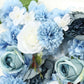 Pre-Arranged Silk Flower Table Runner 40"x16" Light Blue – Artificial Roses, Peonies, Hydrangeas & C