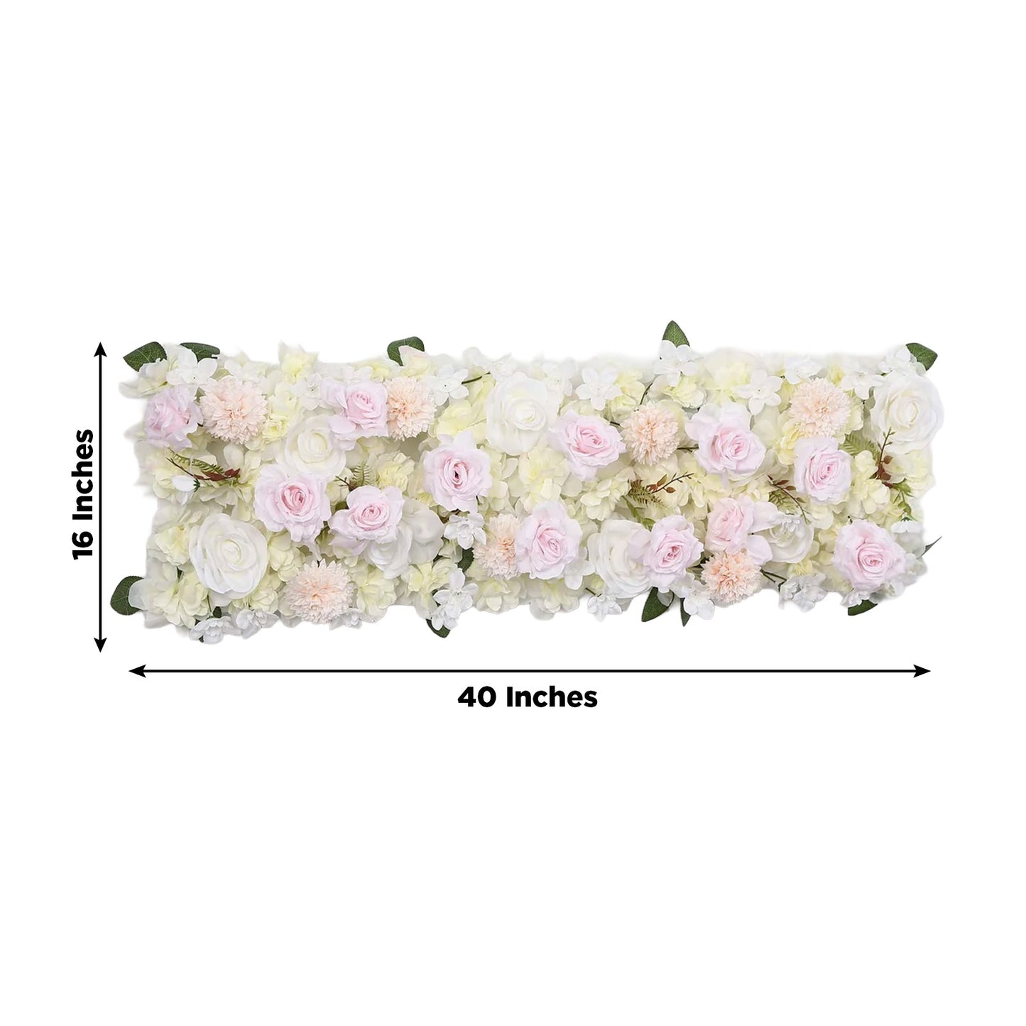 Pre-Arranged Silk Flower Table Runner 40"x16" Cream – Artificial Roses, Peonies, Hydrangeas & Chrysa