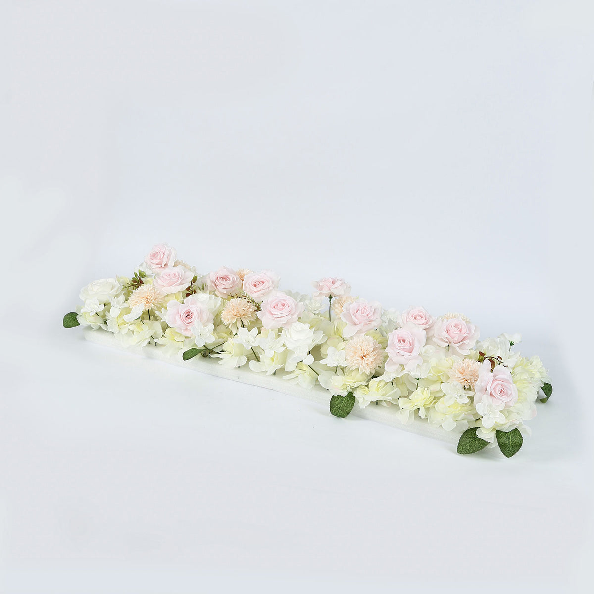 Pre-Arranged Silk Flower Table Runner 40"x16" Cream – Artificial Roses, Peonies, Hydrangeas & Chrysa