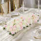 Pre-Arranged Silk Flower Table Runner 40"x16" Cream – Artificial Roses, Peonies, Hydrangeas & Chrysa