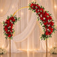 Pre-Arranged Silk Flower Table Runner 40"x16" Red – Artificial Roses, Peonies, Hydrangeas & Chrysant