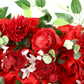 Pre-Arranged Silk Flower Table Runner 40"x16" Red – Artificial Roses, Peonies, Hydrangeas & Chrysant