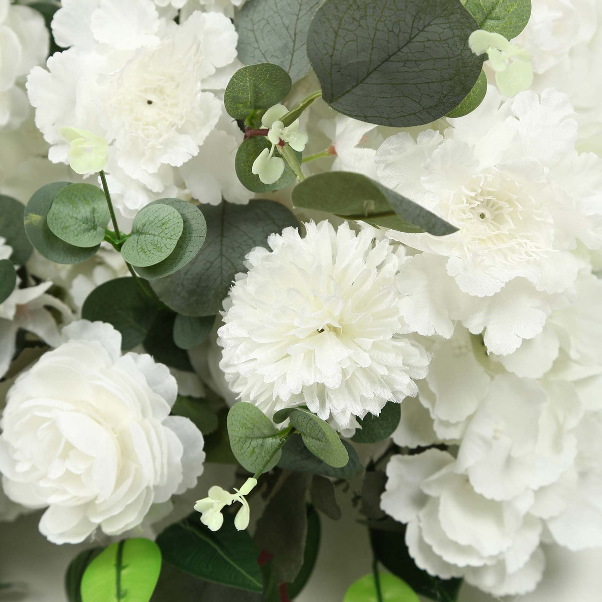 Pre-Arranged Silk Flower Table Runner 40"x16" White – Artificial Roses, Peonies, Hydrangeas & Chrysa