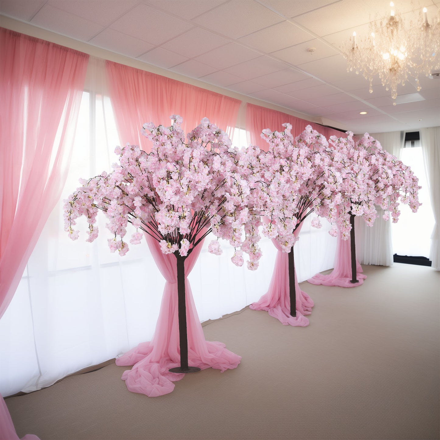 5ft Artificial Cherry Blossom Tree Blush – Silk Sakura Wishing Tree with Sturdy Metal Base & Realistic Fiberglass Trunk