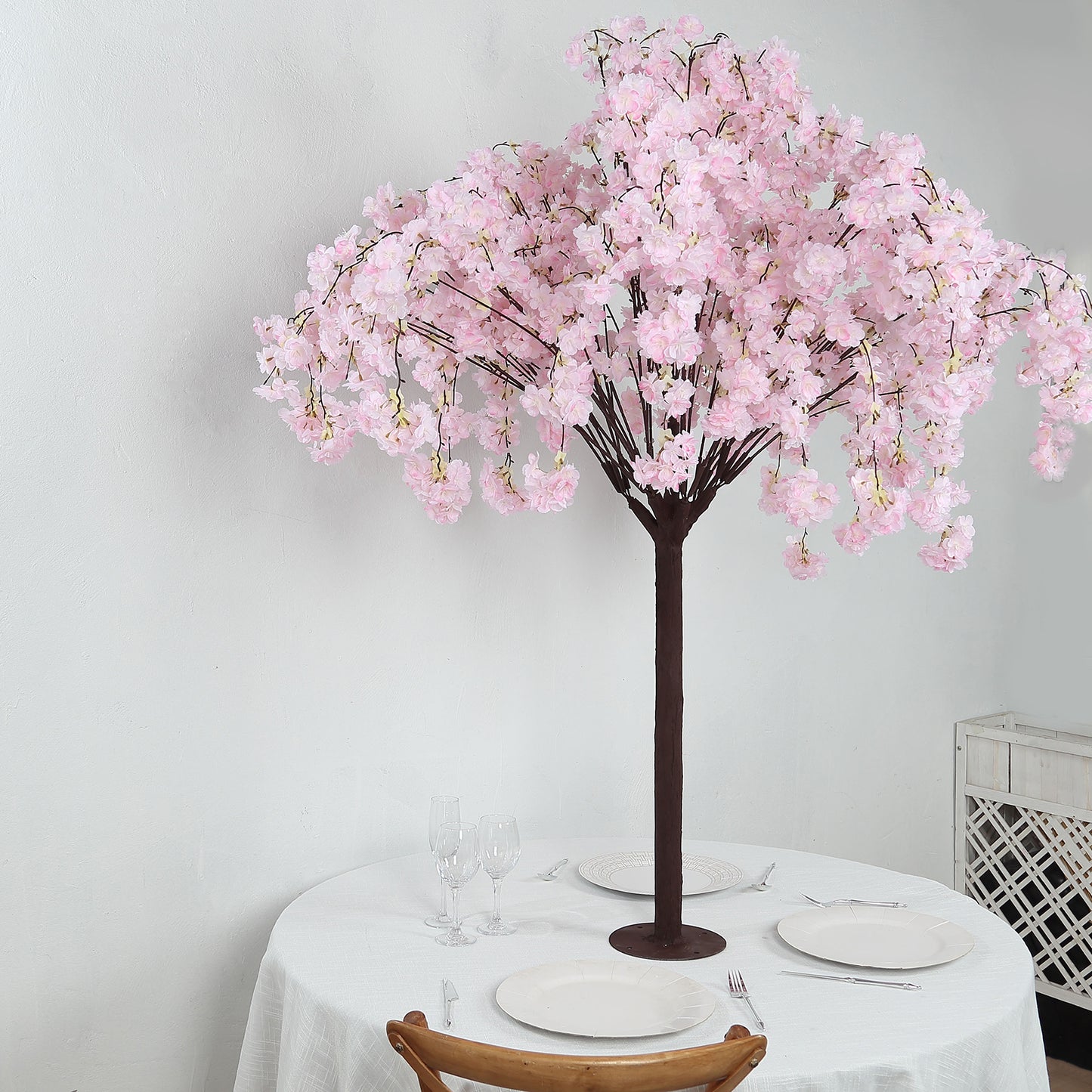 5ft Artificial Cherry Blossom Tree Blush – Silk Sakura Wishing Tree with Sturdy Metal Base & Realistic Fiberglass Trunk