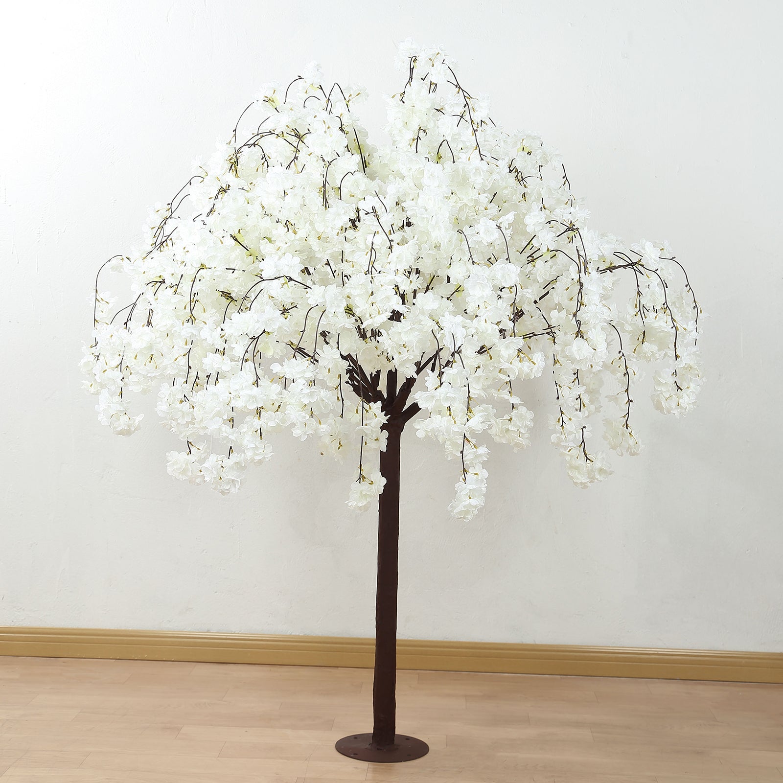 cherry blossom plant indoor 5ft White Artificial Cherry Blossom Tree with Silk Sakura Flowers, Detachable Metal Base Wishing Tree for Weddings, Events by eFavormart Party Shop