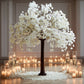 8ft Artificial Cherry Blossom Tree White – Silk Sakura Wishing Tree with Sturdy Metal Base & Realistic Fiberglass Trunk