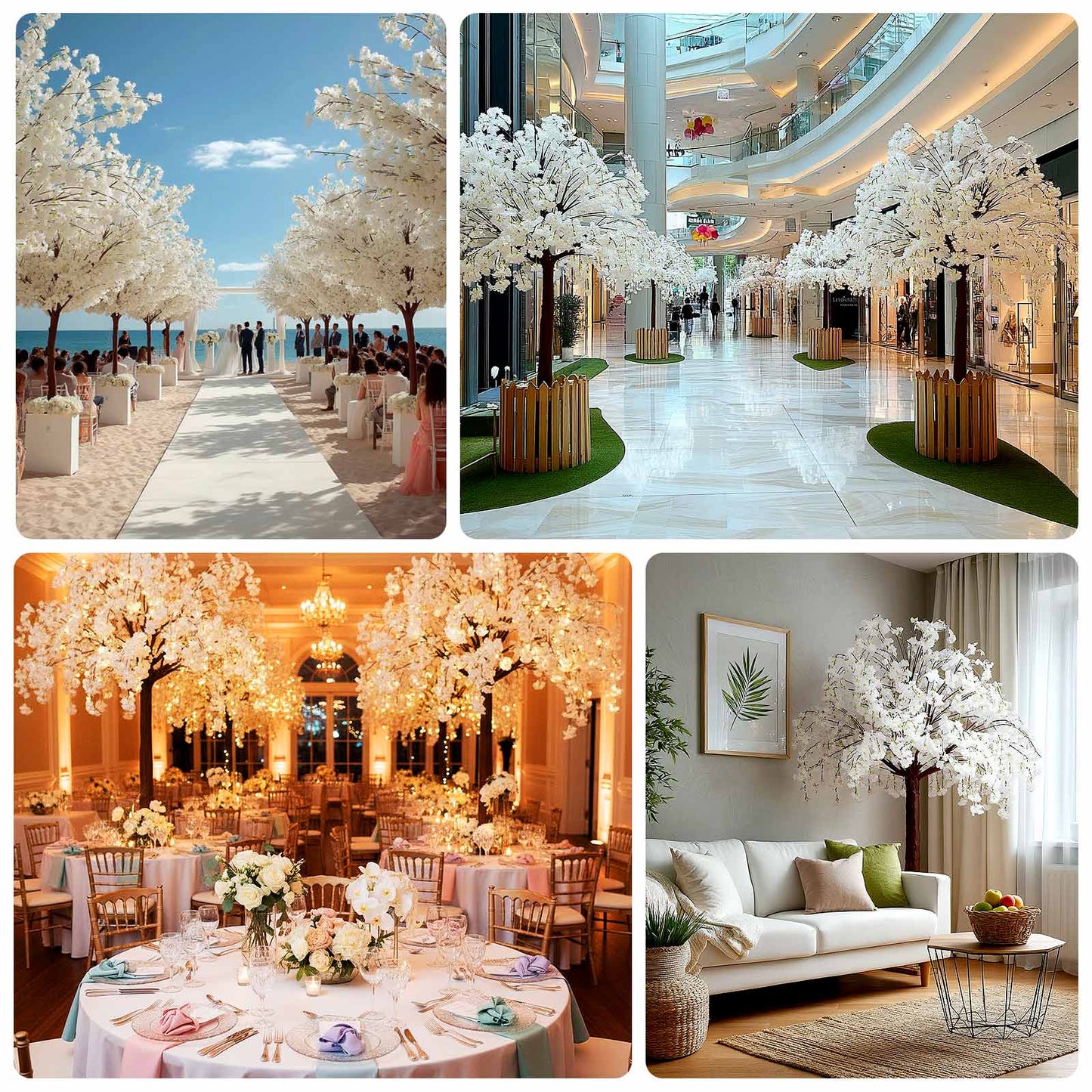 8ft Artificial Cherry Blossom Tree – Silk Sakura Wishing Tree with Sturdy Metal Base & Realistic Fiberglass Trunk