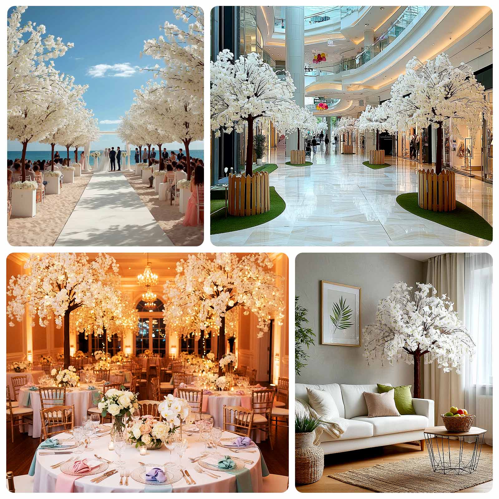 8ft Artificial Cherry Blossom Tree – Silk Sakura Wishing Tree with Sturdy Metal Base & Realistic Fiberglass Trunk