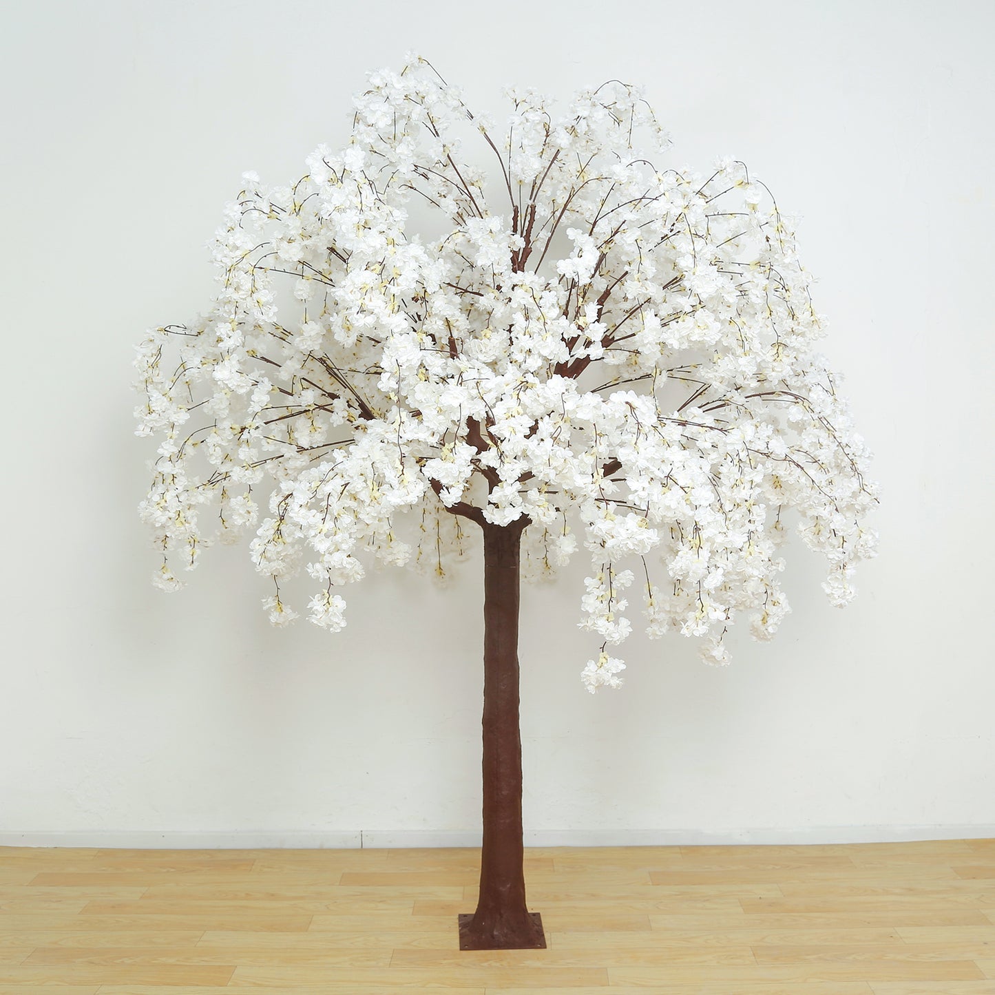 8ft Artificial Cherry Blossom Tree White – Silk Sakura Wishing Tree with Sturdy Metal Base & Realistic Fiberglass Trunk