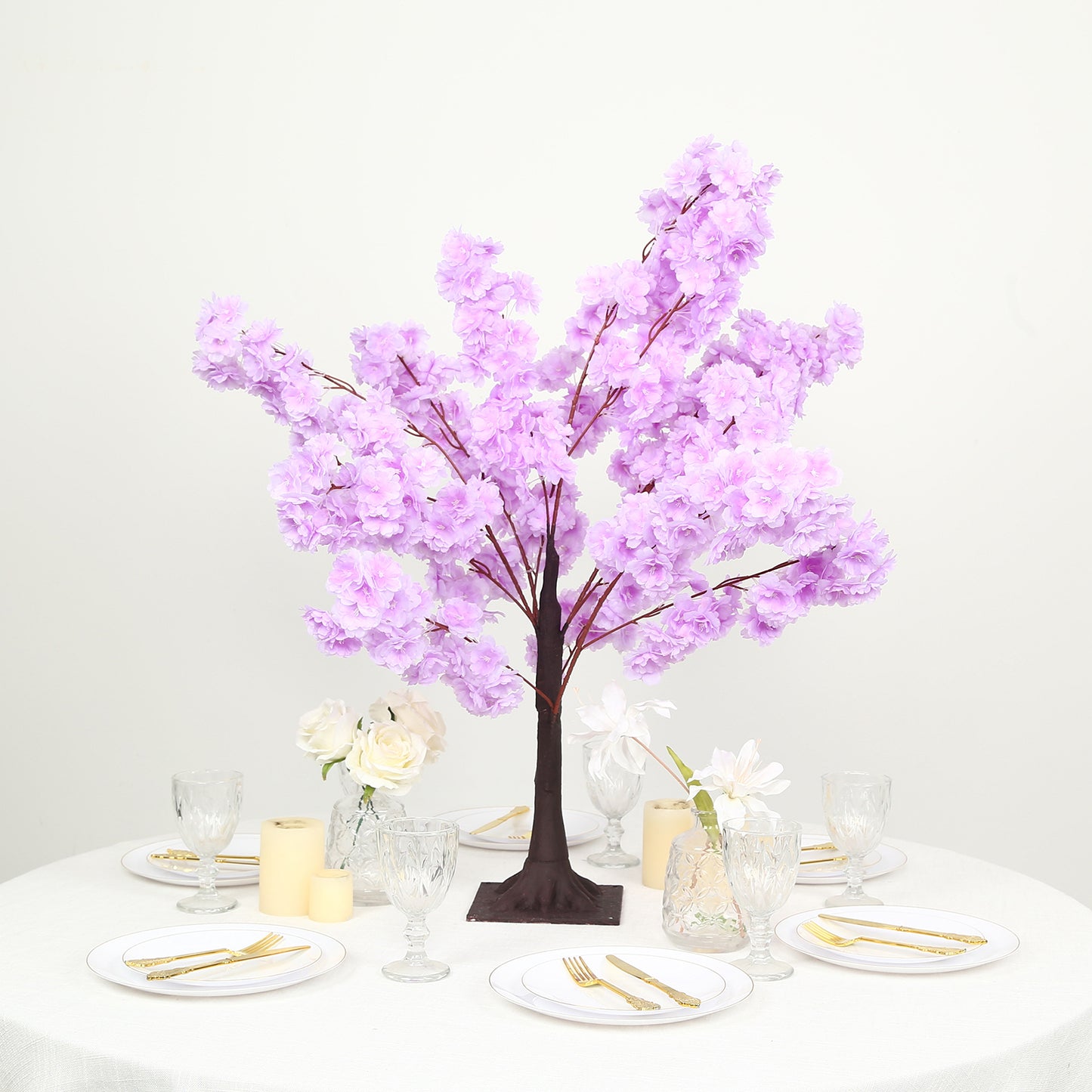 Silk Cherry Blossom Tree Centerpiece 3ft Lavender Lilac – Lifelike Artificial Sakura Wishing Tree wi
