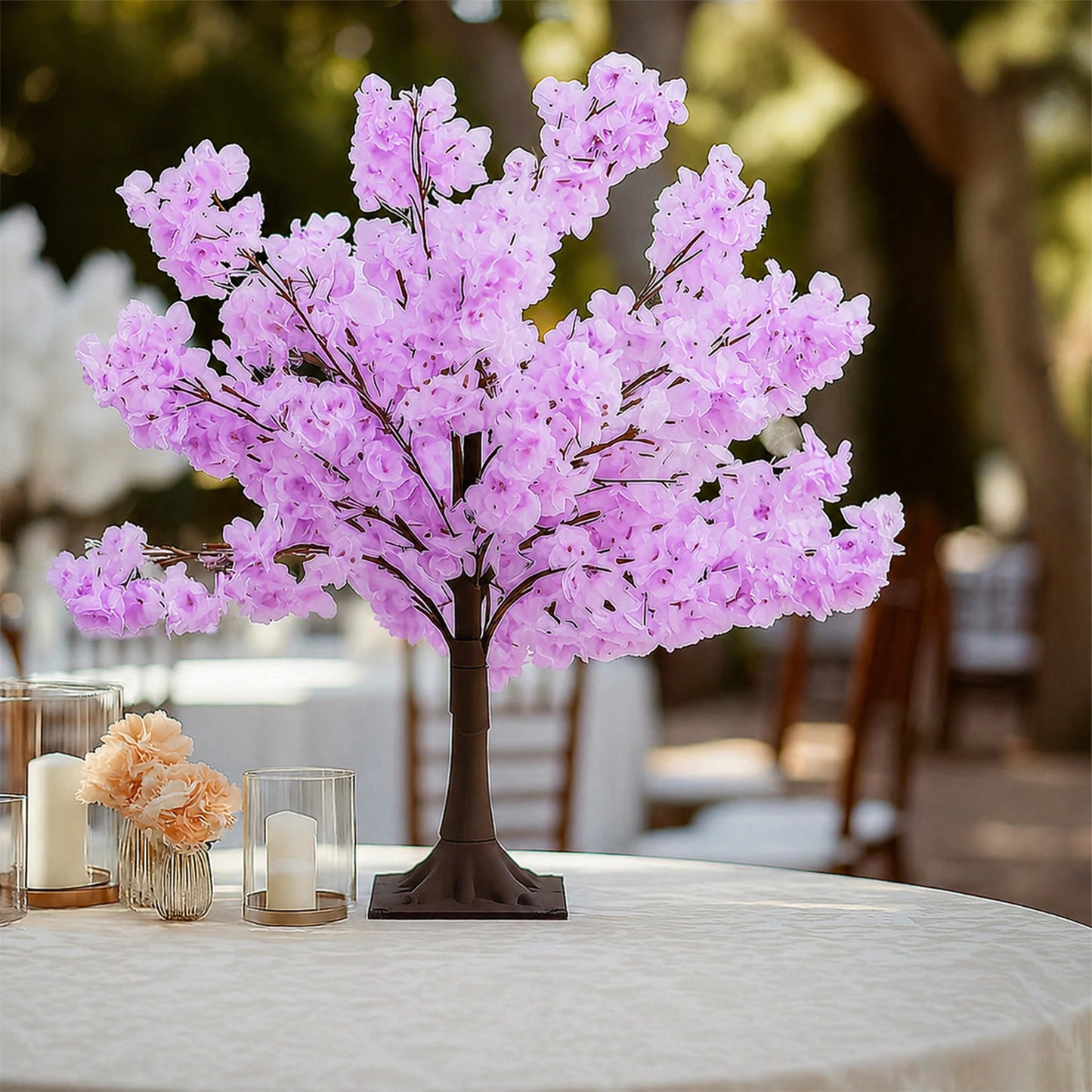 Silk Cherry Blossom Tree Centerpiece 3ft Lavender Lilac – Lifelike Artificial Sakura Wishing Tree wi