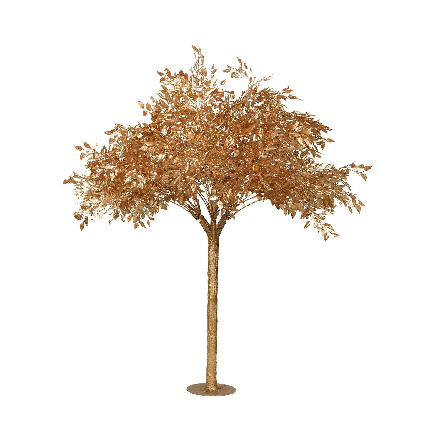 5ft golden faux leaf tree with natural-look trunk for event décor.