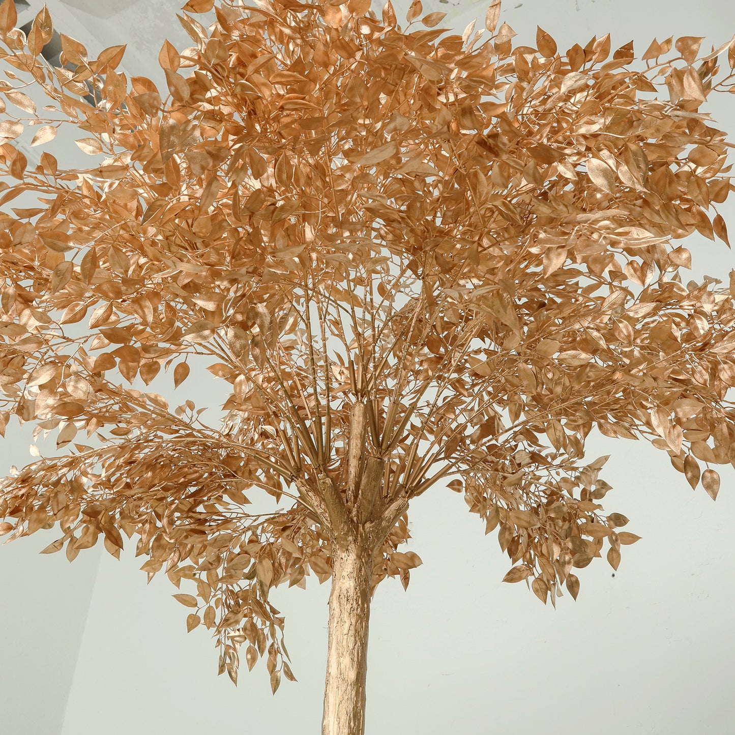 5ft golden faux leaf tree with natural-look trunk for event décor.