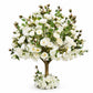 Artificial Rose & Hydrangea Silk Flower Tree, 4ft Tall, White with Fiberglass Trunk - Wedding & Even