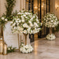 Artificial Rose & Hydrangea Silk Flower Tree, 4ft Tall, White with Fiberglass Trunk - Wedding & Even