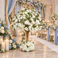 Artificial Rose & Hydrangea Silk Flower Tree, 4ft Tall, White with Fiberglass Trunk - Wedding & Even