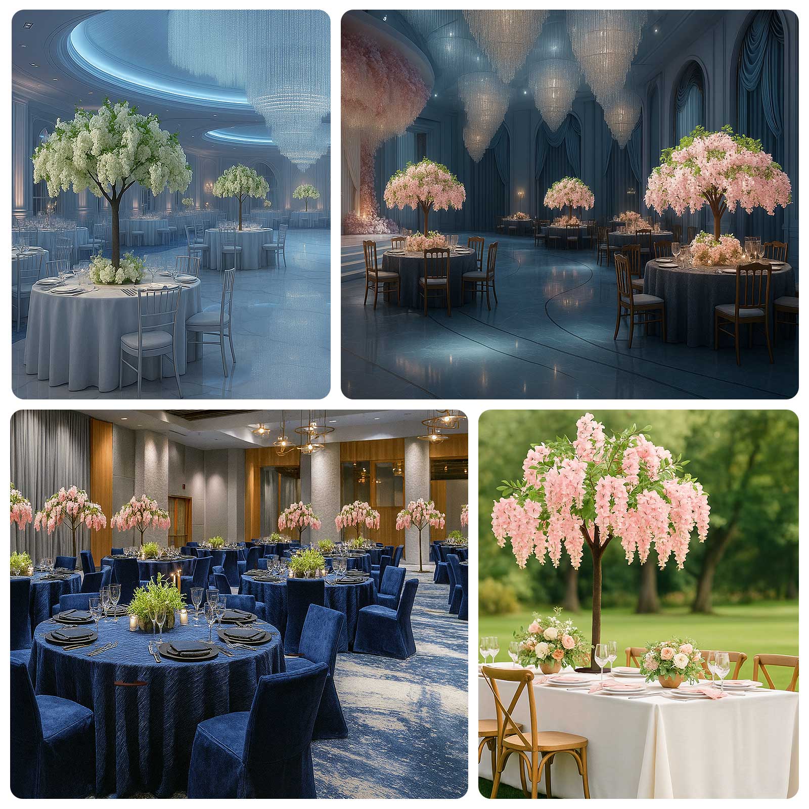 5ft Freestanding Blush Wisteria Artificial Tree – Cascading Silk Flower Display