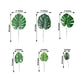Assorted green artificial silk tropical monstera leaf plants, 6 stems.