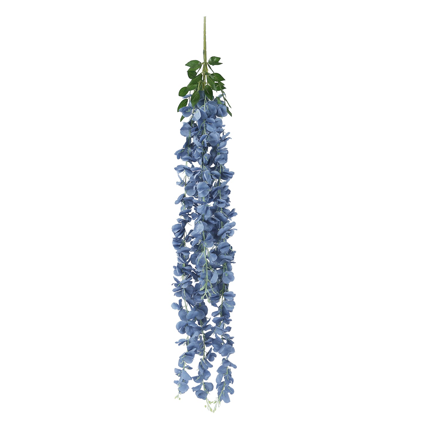 42" Silk Hanging Wisteria Flower Garland Vines in Dusty Blue, Elaborated 5 Full Strands in 1 Bush