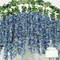 42" Silk Hanging Wisteria Flower Garland Vines in Dusty Blue, Elaborated 5 Full Strands in 1 Bush