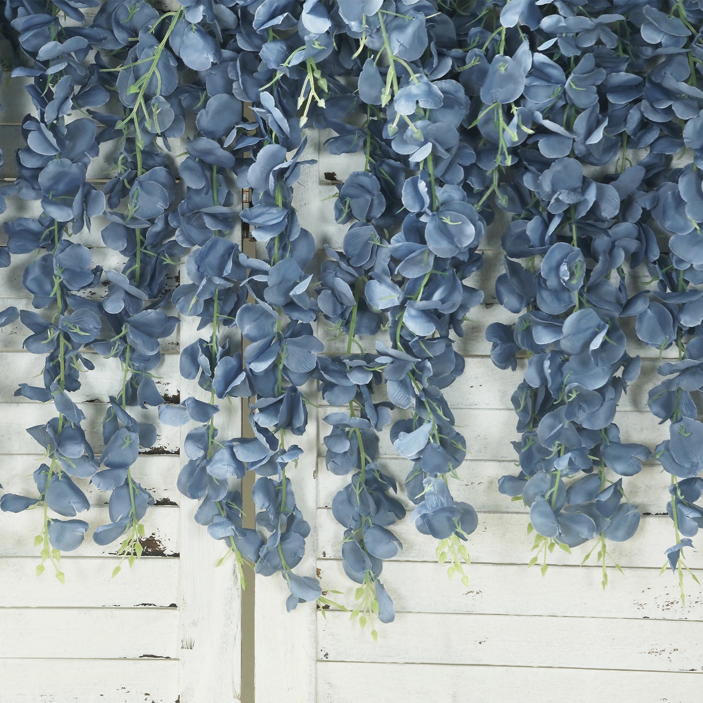 42" Silk Hanging Wisteria Flower Garland Vines in Dusty Blue, Elaborated 5 Full Strands in 1 Bush