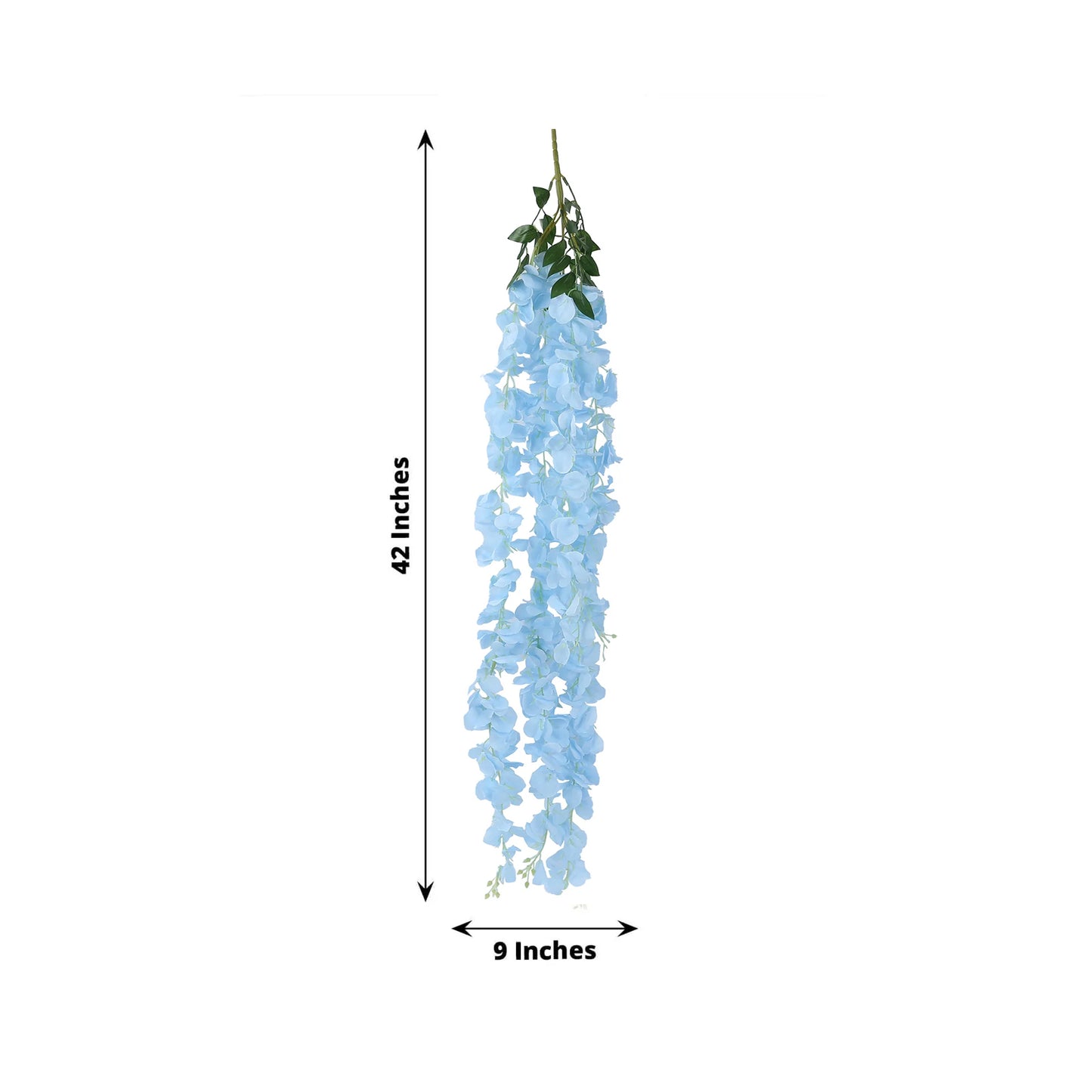 42" Silk Hanging Wisteria Flower Garland Vines in Light Blue, Elaborated 5 Full Strands in 1 Bush
